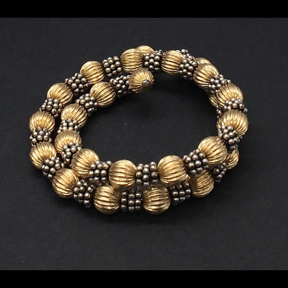 Vintage Jewelry - Gold & Silver Ball Bead Bracelet Wrapped Around